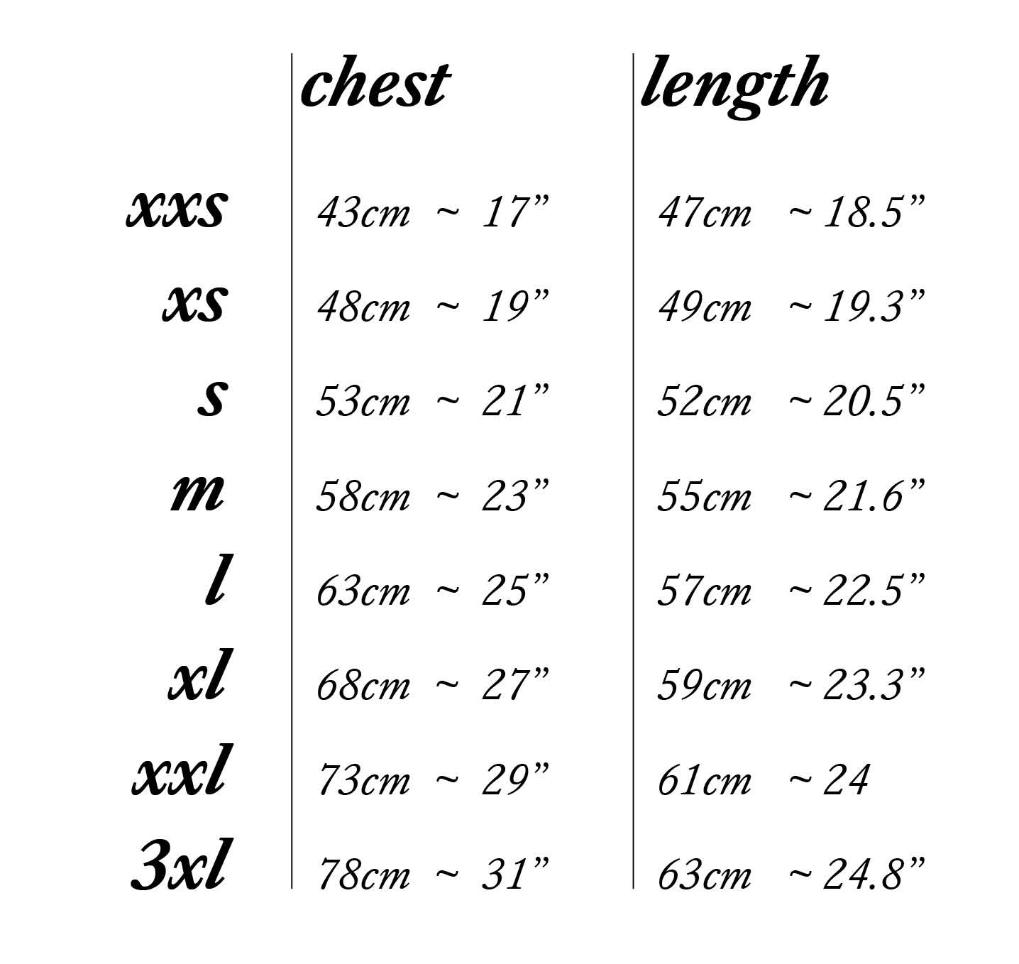 Size guide